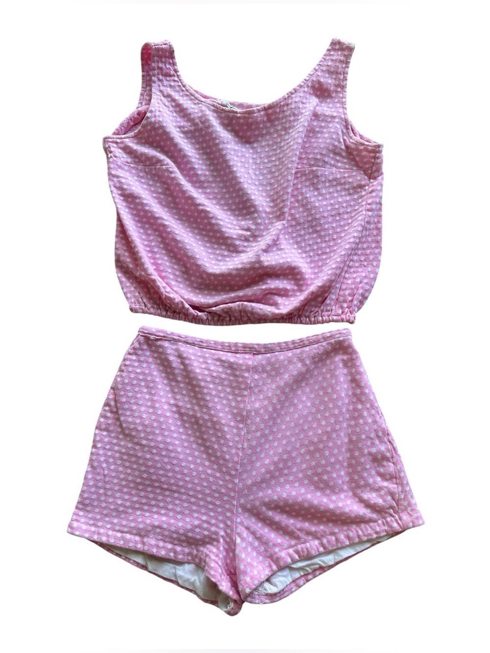 Vintage 60s pink polkadot matching set